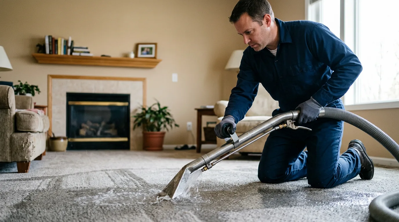 Water damage restoration technician working near Downers Grove, IL